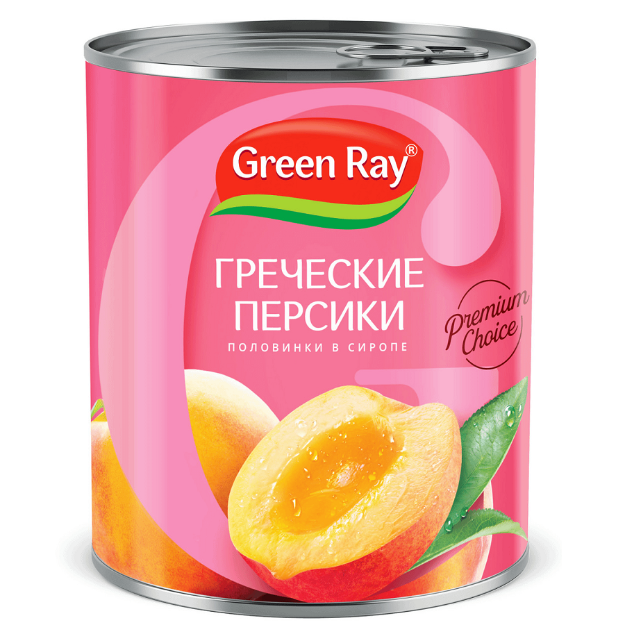 НАDО-Персики Green Ray греческие половинки в легком сиропе 850 г - купить в НАДО маркет