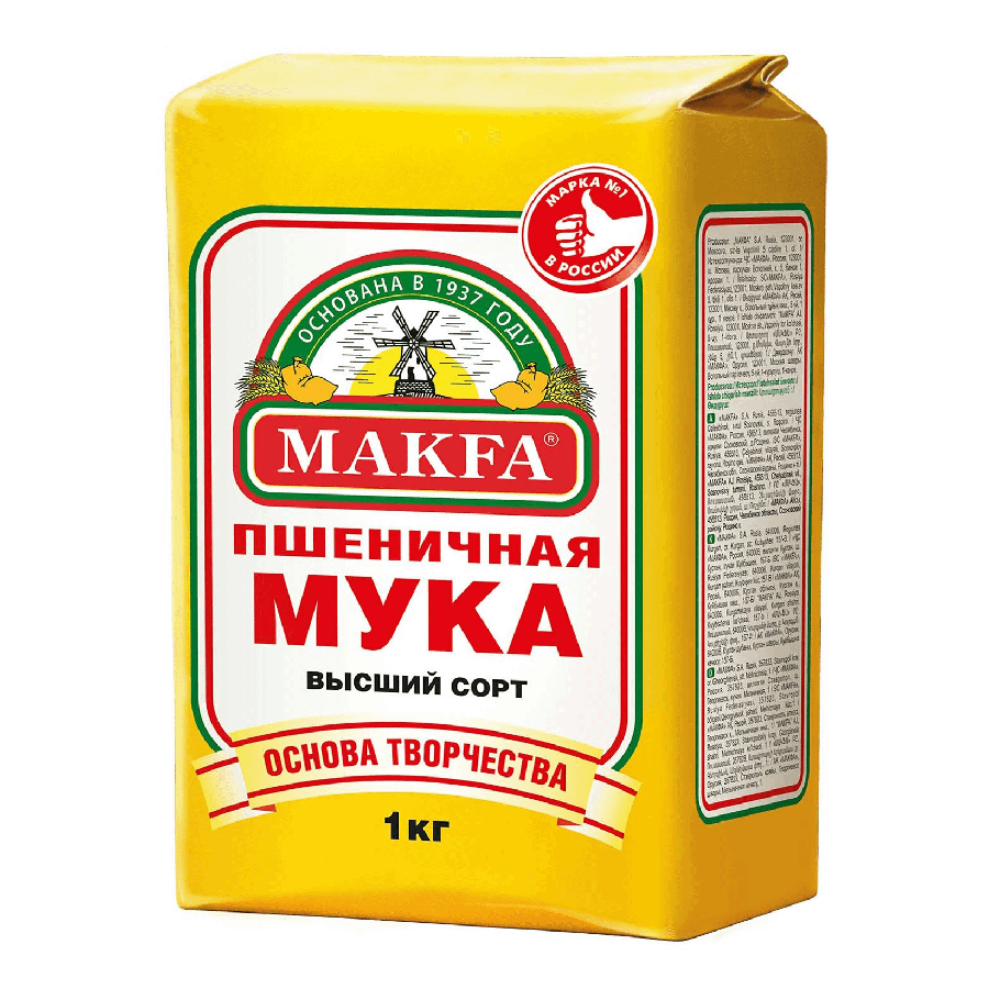 НАDО-Мука Makfa пшеничная хлебопекарная высший сорт 1 кг - купить в НАДО маркет