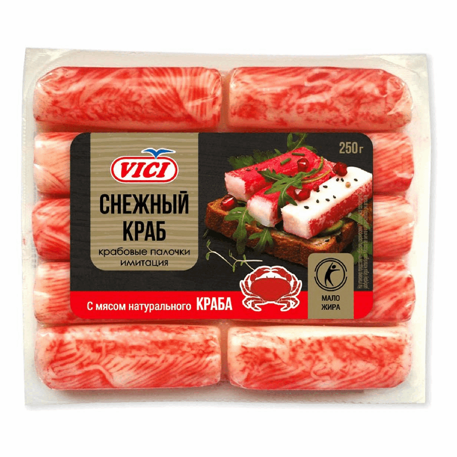 НАDО-Крабовые палочки Vici с мясом натурального краба охлажденные 250 г - купить в НАДО маркет